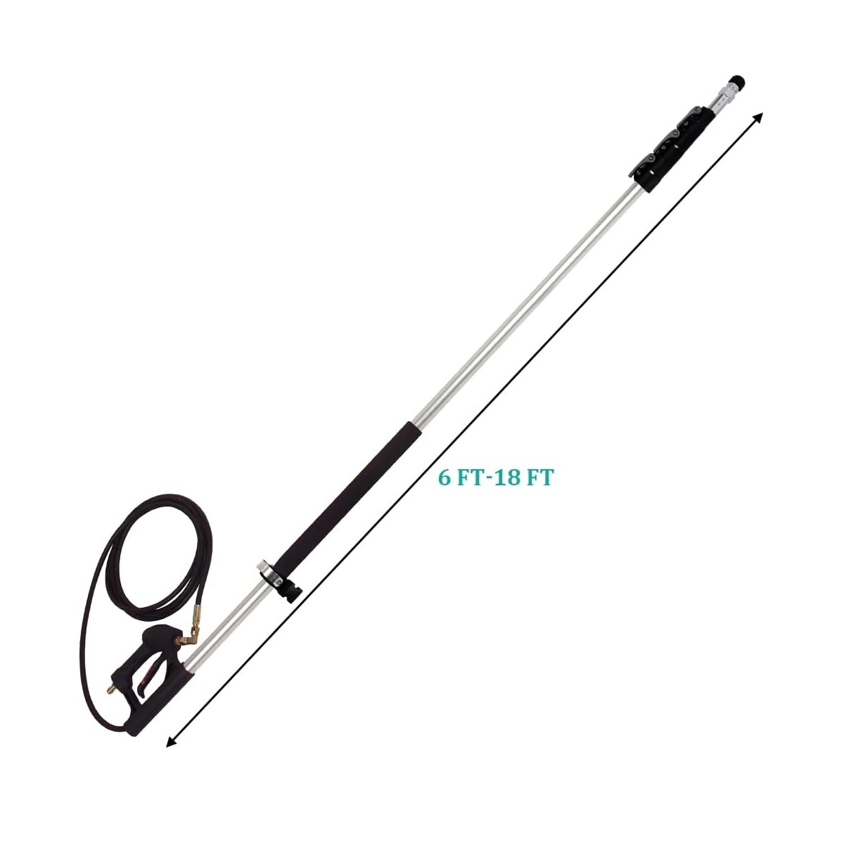 Biswing 18 FT Aluminum Commercial Grade Telescoping Pressure Washer Wand for Pressure Washers with Belt, Gutter Cleaner Attachments & 5 Nozzle Tips, 4000 PSI - imagem de detalhe 1