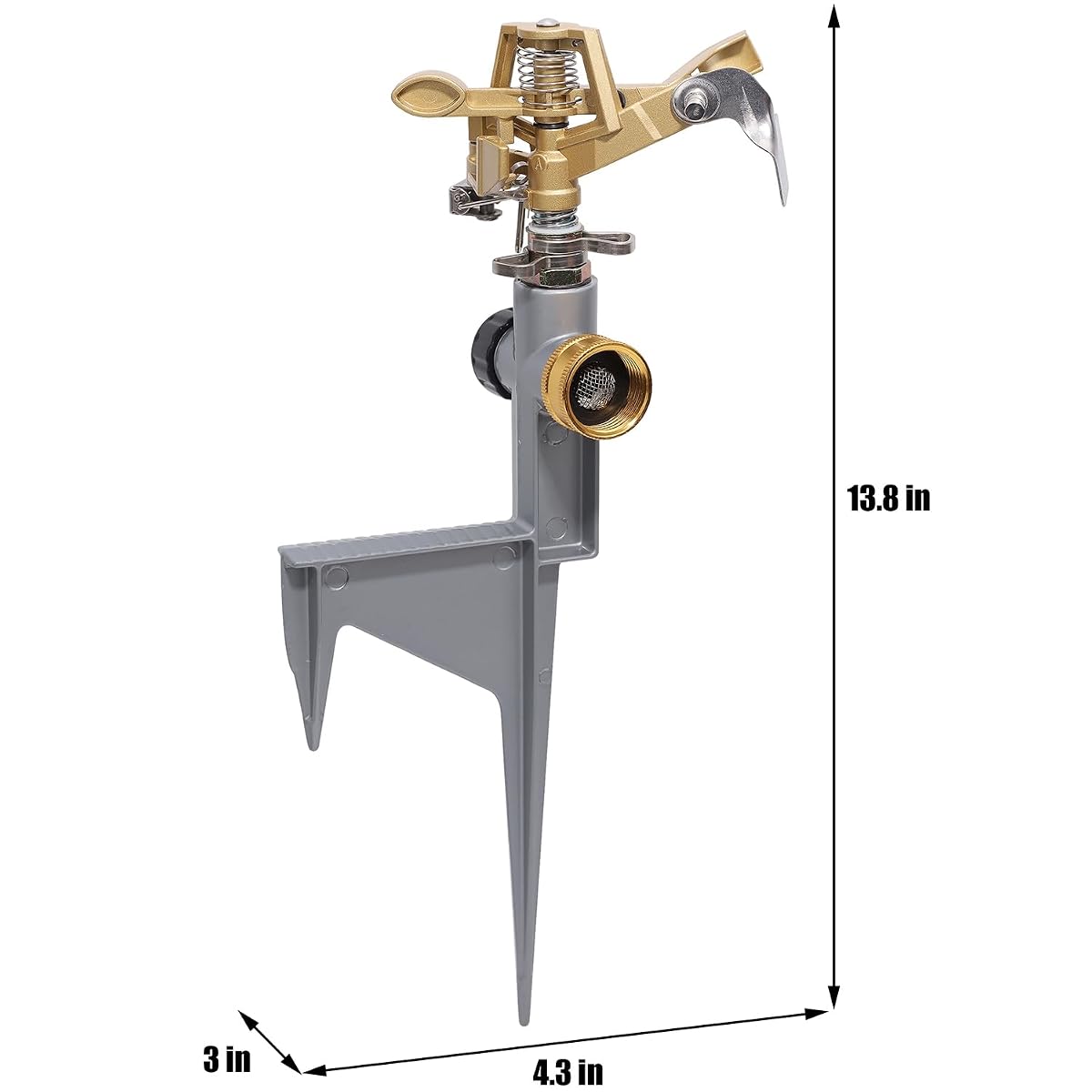 Biswing 2 Pack Impact Sprinkler Head on Metal Step Spike, Heavy Duty Zinc Alloy Lawn Sprinkler, Adjustable Coverage Nozzle on Sturdy Spike Base, 360 Degree Large Area Irrigation - imagem de detalhe 2