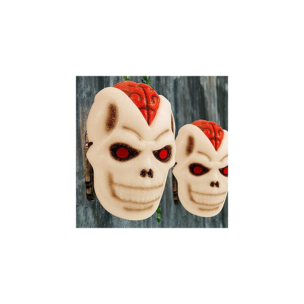Biswing Halloween Skeleton Skull Porch Light Cover, Halloween EVA Decorative Spooky Skull Lamp Shade Covers for Indoor Outdoor Porch Horrible Ornament, Party Haunted House Wall Lamp Decoration, 2 Pack