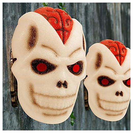Biswing Halloween Skeleton Skull Porch Light Cover, Halloween EVA Decorative Spooky Skull Lamp Shade Covers for Indoor Outdoor Porch Horrible Ornament, Party Haunted House Wall Lamp Decoration, 2 Pack