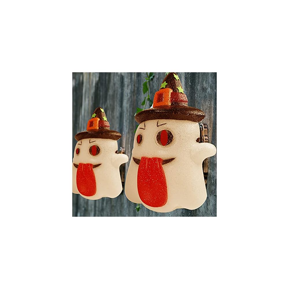 Biswing Halloween Ghost Porch Light Cover, Halloween EVA Decorative Ghosts Lamp Shade Covers for Indoor Outdoor Porch Ornament, Party Haunted House Door Wall Lamp Decoration, 2 Pack