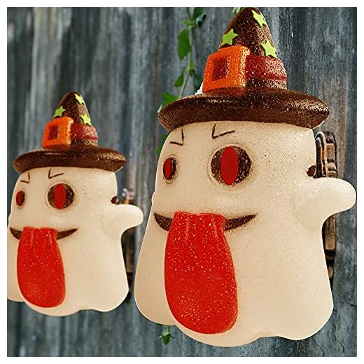 Biswing Halloween Ghost Porch Light Cover, Halloween EVA Decorative Ghosts Lamp Shade Covers for Indoor Outdoor Porch Ornament, Party Haunted House Door Wall Lamp Decoration, 2 Pack