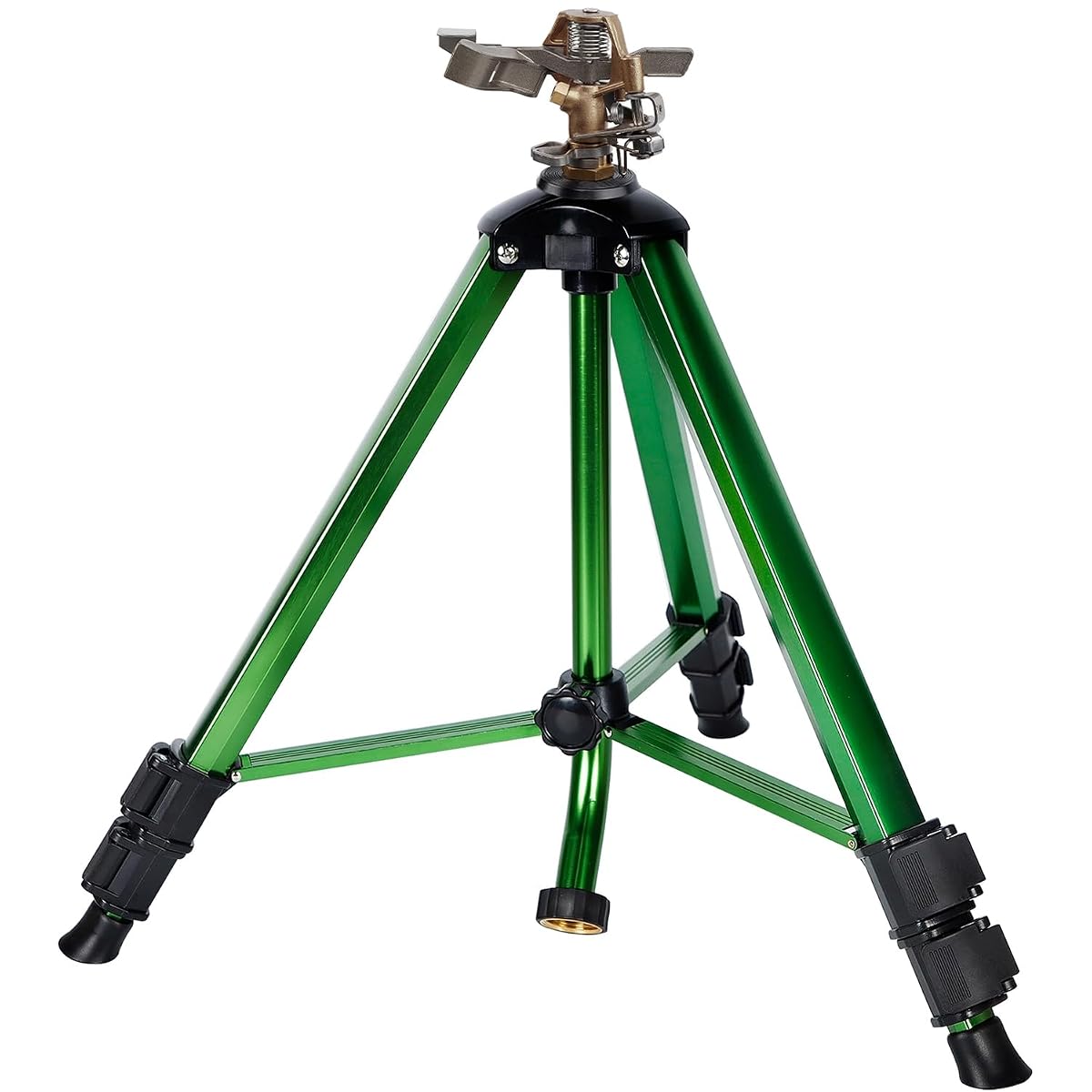 Biswing Impact Sprinkler Head on Tripod Base, Heavy Duty Lawn Sprinklers, 360 Degree Large Area Irrigation, Metal Sprinkler Nozzle & Solid Alloy Metal Extension Legs Flip Locks, 1 Pack - detail image 1