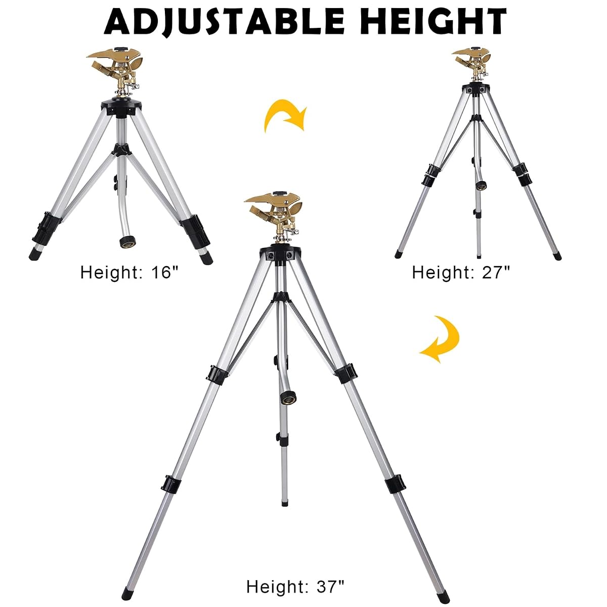 Biswing Large Impact Sprinkler Head on Tripod Base, Adjustable Zinc Alloy Lawn Sprinklers for Yard Lawn Garden, 3/4" NH Connector, 360 Degree Large Area Coverage Irrigator with Extension Legs, 2 Pack - detail image 3