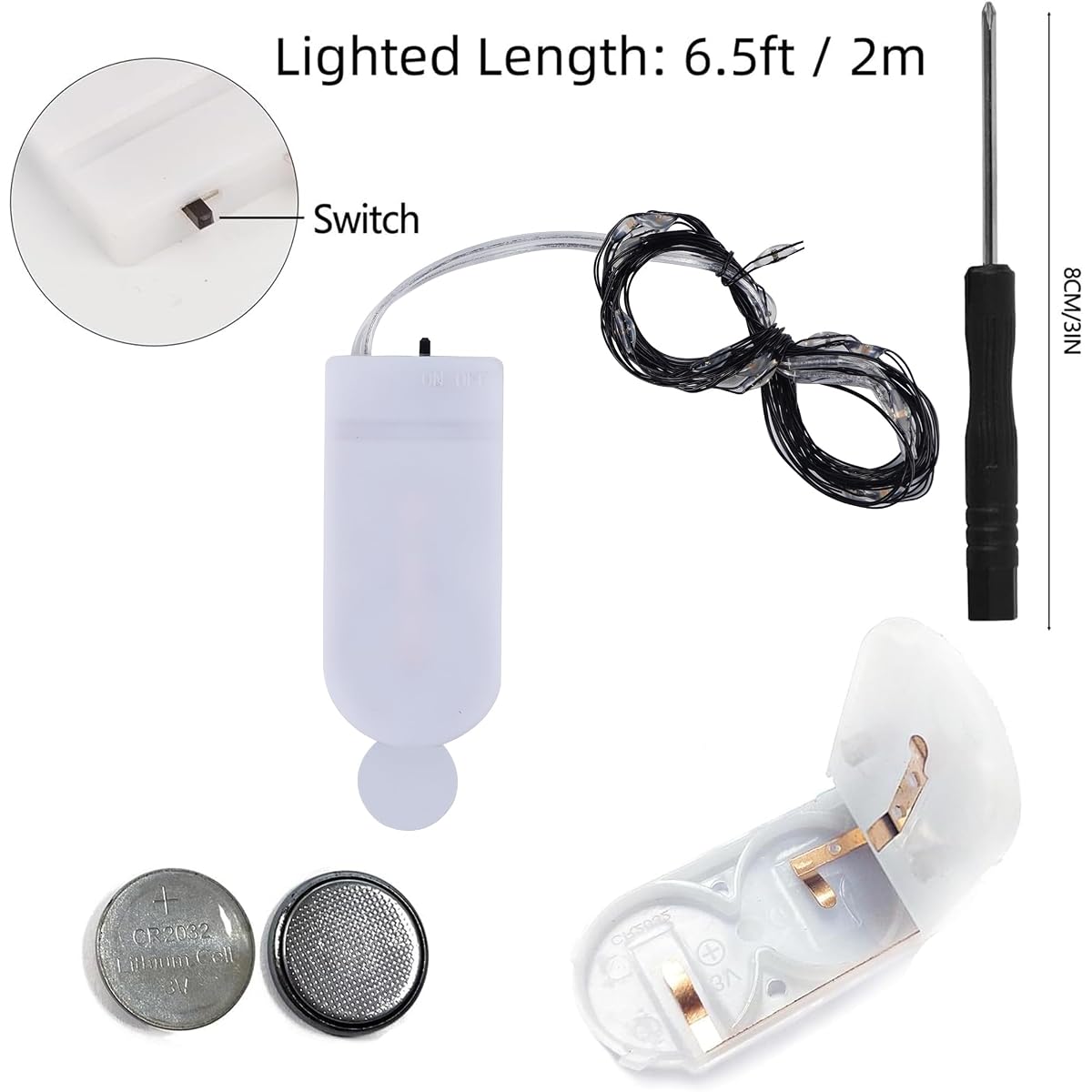 WATERGLIDE 12 Pack Halloween Fairy Lights Battery Operated (Included), 7 ft 20 LED Mini Firefly Starry String Lights, Waterproof Black Wire Light for DIY Mason Jar Table Halloween Decor, Purple - imagem de detalhe 3