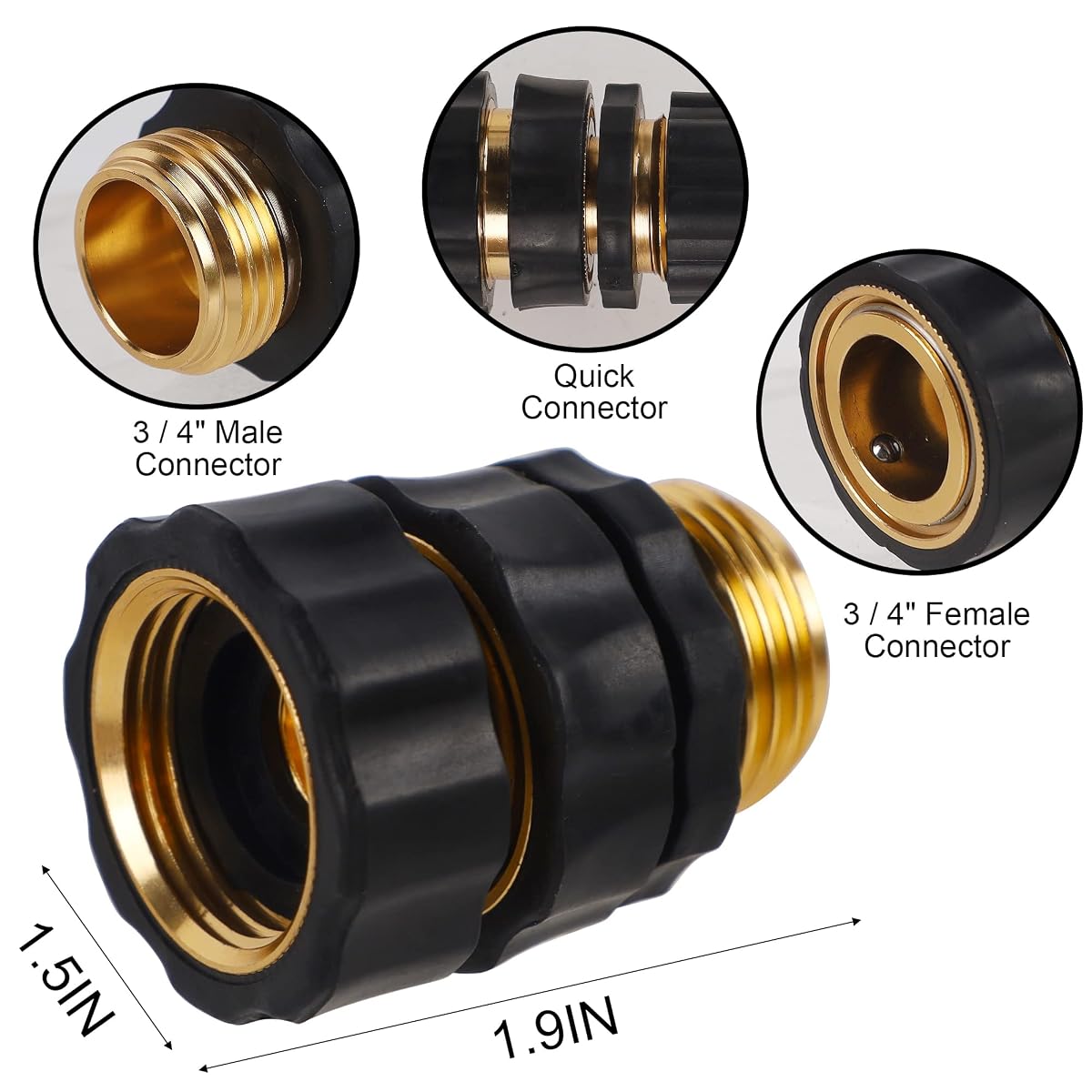 Biswing 3/4 Inch Garden Hose Quick Connector, Aluminum Male and Female Quick Connect Garden Hose Fittings, Quick Release Water Hose Connector Fitting (8 Pack) - imagem de detalhe 2