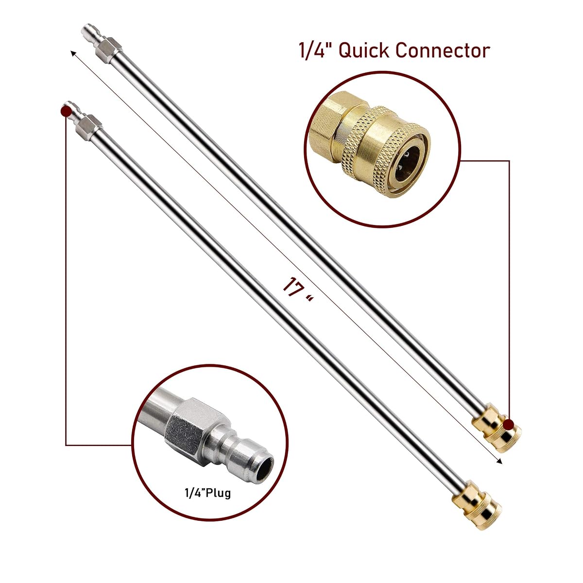 Biswing 20" Pressure Washer Stainless Steel Surface Cleaner with 4 Wheels & 1/4" Quick Connector, Power Washer Attachment with 2 Extension Wand, 2 Replacement Nozzles, 4000 PSI - imagen de detalle 5