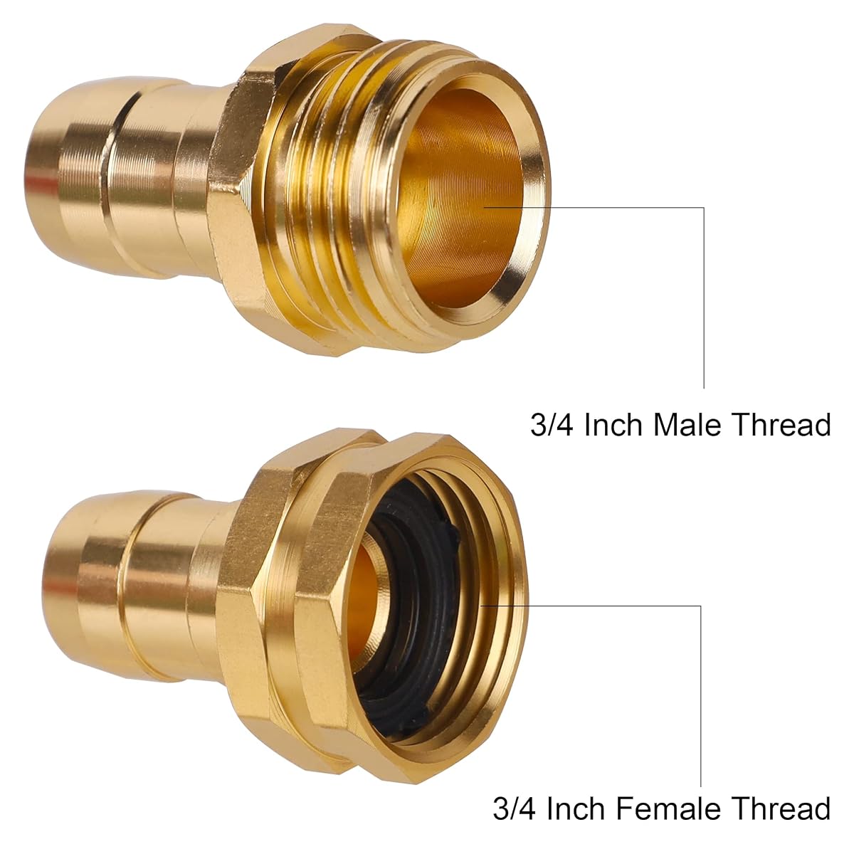 Biswing Garden Hose Repair Connector with Stainless Steel Clamps, 5/8" Barb x 3/4" GHT Thread Aluminum Water Hose Pipe Repair Kit, Female and Male Hose Connectors, 4 Pack - detail image 2