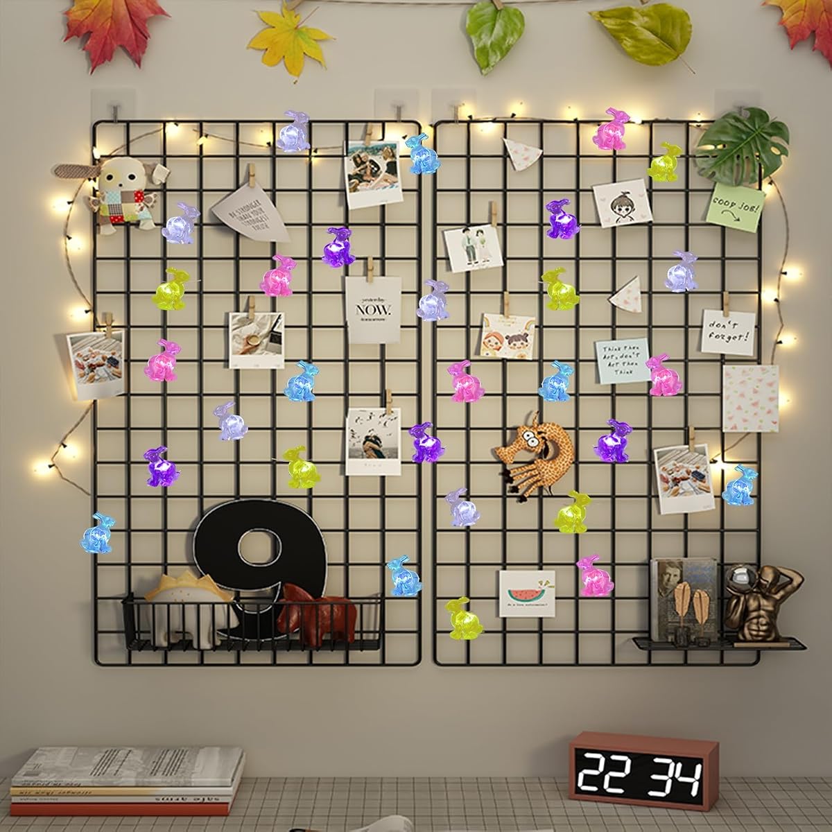 WATERGLIDE 1 Pack Easter Decorative Lights, 16FT 50LED Colorful Bunny String Fairy Lights, Battery Operated Rabbit Shaped Lights, 8 Modes & Timer, Waterproof Indoor Outdoor for Easter Party Home - 细节图 4