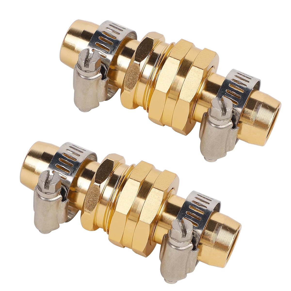 Biswing Garden Hose Repair Connector with Clamps, 5/8" Barb x 3/4" GHT Thread Aluminum Water Hose Pipe Repair Kit, Female and Male Hose Connectors with Stainless Steel Clamp, 2 Pack - detail image 3