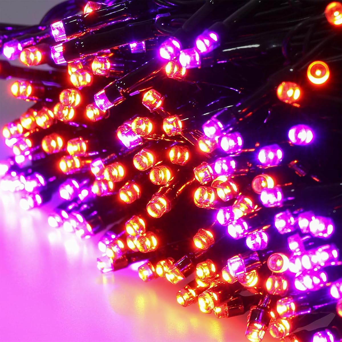 WATERGLIDE 1000 LED Halloween String Lights, 328 FT Green Wire LED Decorative Fairy Lights with Remote & 8 Modes, Waterproof for Outdoor Xmas Holiday Party Garden Wedding Home Decor, Orange & Purple - detail image 4