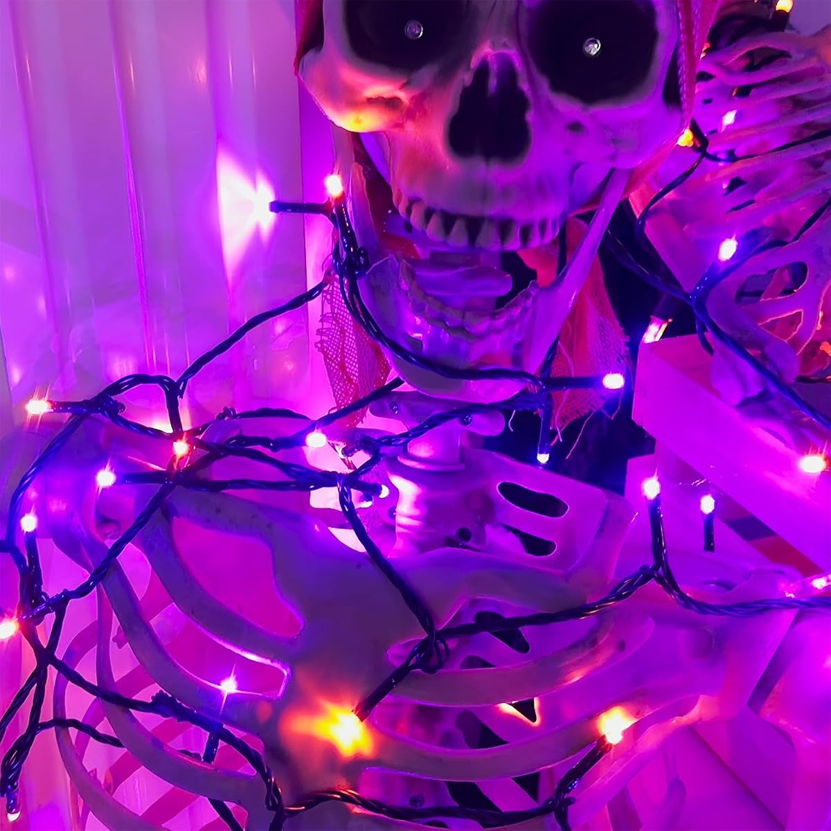 WATERGLIDE 1000 LED Halloween String Lights, 328 FT Green Wire LED Decorative Fairy Lights with Remote & 8 Modes, Waterproof for Outdoor Xmas Holiday Party Garden Wedding Home Decor, Orange & Purple - detail image 6