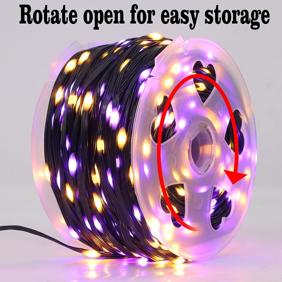 WATERGLIDE Extra Long 328FT Halloween Lights, 1000 LED Outdoor Fairy String Lights, Green PVC Copper Wire Christmas Light, Plug in 8 Modes & Waterproof for Tree Party Home Yard Decor, Orange&Purple - imagem de detalhe 6