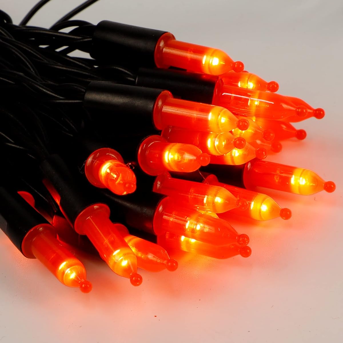 WATERGLIDE 2 Pack 50 LED Outdoor Halloween Lights, 16 FT Mini String Light with 8 Modes, Waterproof Battery Operated Tree Lights for Indoor Outdoor Patio Garden Party Wedding Decoration, Orange - 细节图 2
