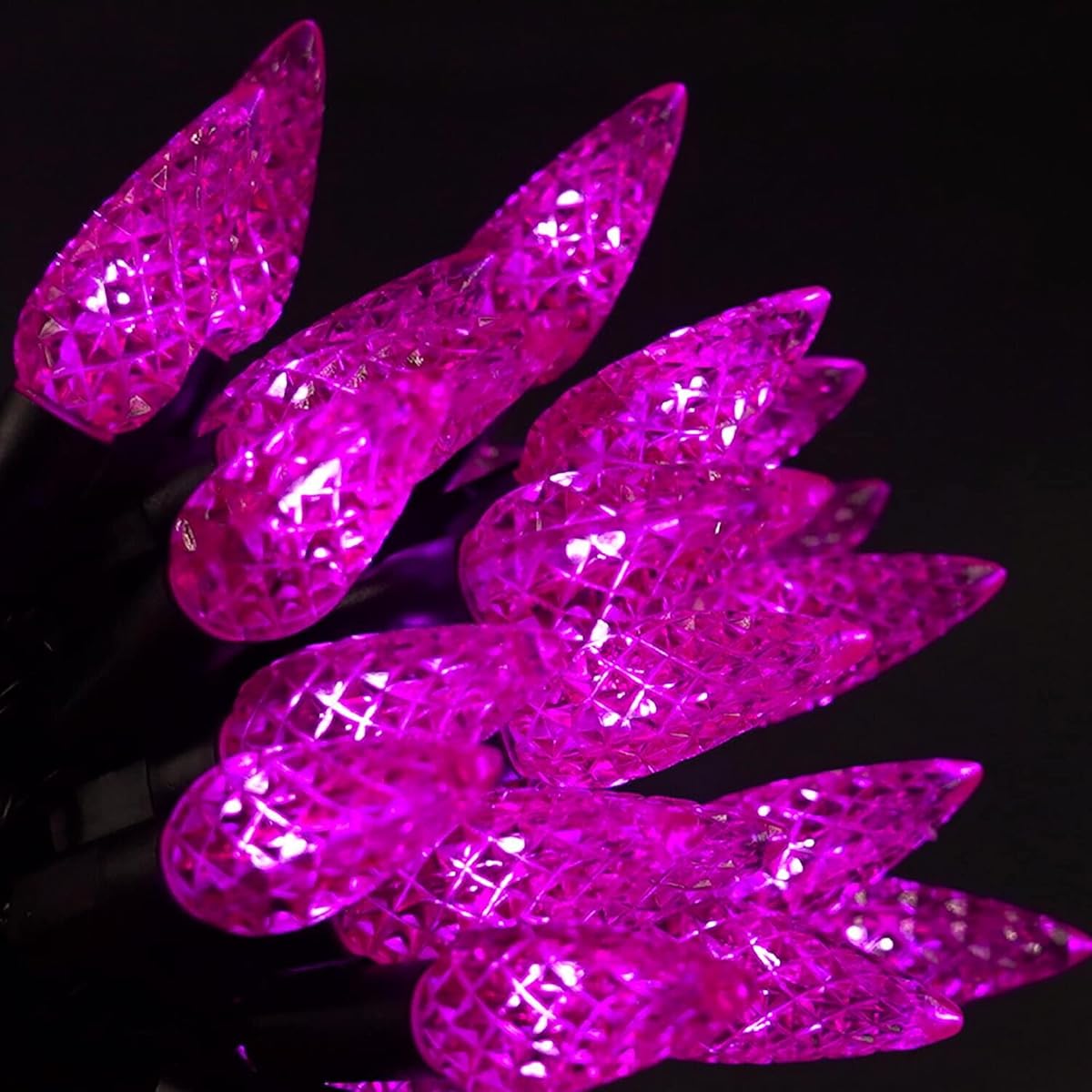 WATERGLIDE Halloween C6 String Lights, 33ft 100 LED Black Wire Fairy Lights with 29V Safe Adaptor, 8 Lighting Mode, Waterproof for Indoor Outdoor Patio Xmas Tree Party Decor, Purple - imagen de detalle 2