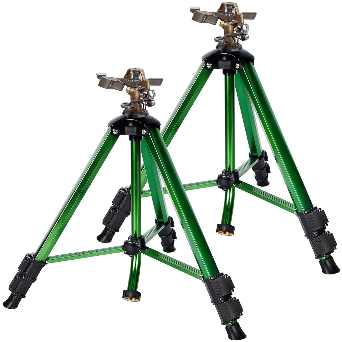 Biswing Impact Sprinkler Head on Tripod Base, Heavy Duty Lawn Sprinklers, 360 Degree Large Area Irrigation, Metal Sprinkler Nozzle & Solid Alloy Metal Extension Legs Flip Locks, 2 Pack - detail image 1