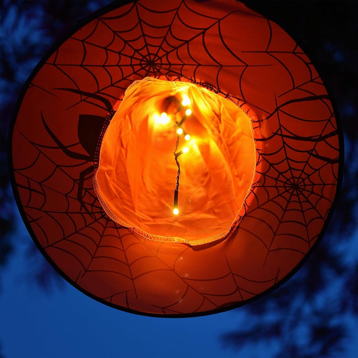 WATERGLIDE 2Pack Halloween Decorations, 8Pcs Each Lighted Hanging Witch Hats, Remote Control with 8 Modes Light Up 14 FT Halloween String Lights, for Indoor Outdoor Yard, Lawn, Graveyard Scenes Party - imagen de detalle 3