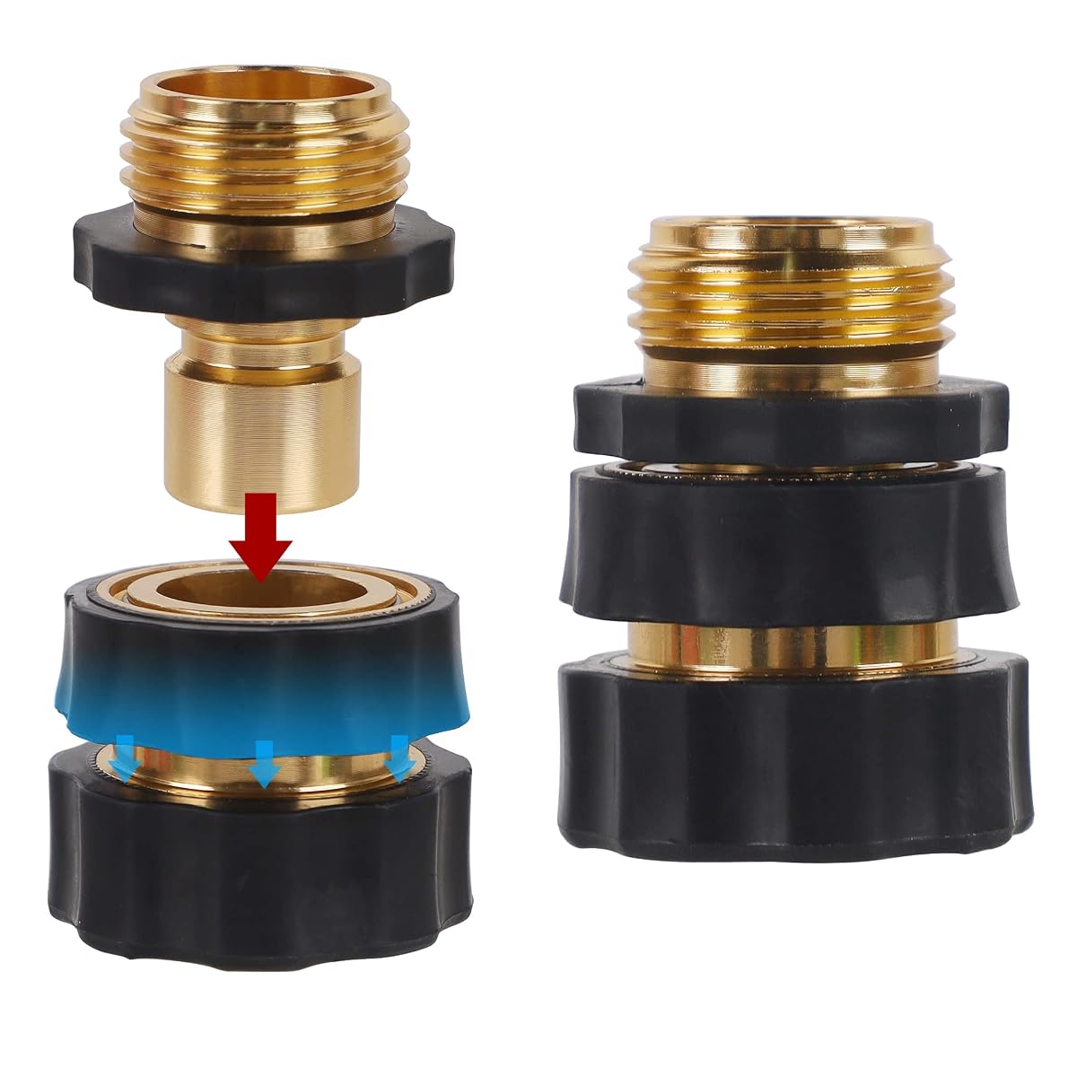 Biswing 3/4 Inch Garden Hose Quick Connector, Aluminum Male and Female Quick Connect Garden Hose Fittings, Quick Release Water Hose Connector Fitting (8 Pack) - imagem de detalhe 1