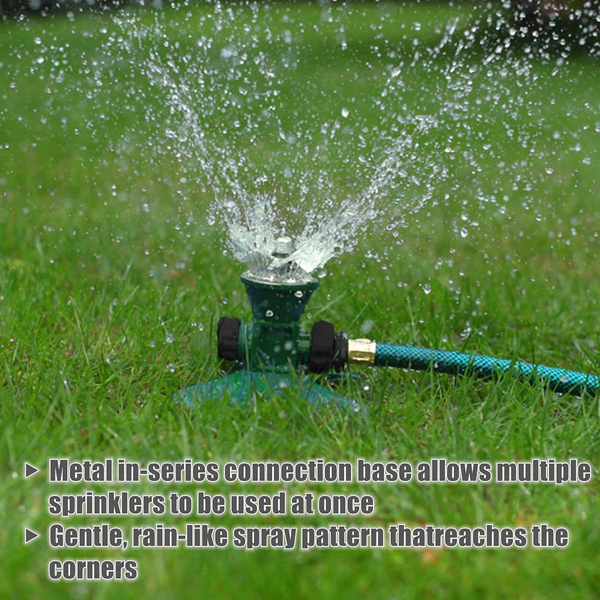 Biswing 2 Pack Lawn Sprinkler, Heavy Duty Metal Square Garden Sprinkler, 360 Degree Large Area Irrigation, Connectable Rotating Automatic Water Sprinklers for Yard Lawn Garden Watering - detail image 2