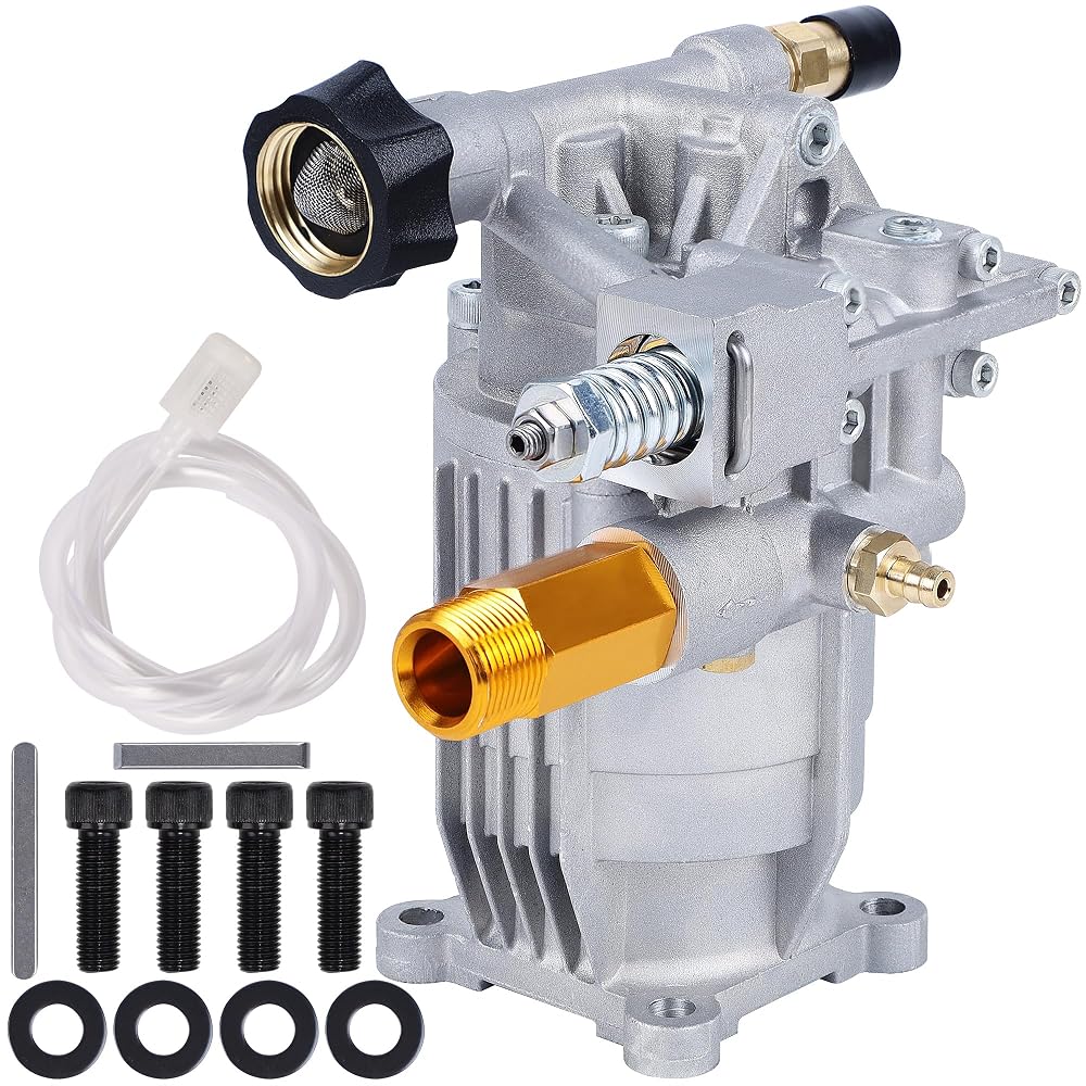 Biswing Pressure Washer Pump, 3/4" Shaft Horizontal Axial Plunger, 3400 PSI Max, 2.5 GPM, Replacement Pumps for Cold Water Gas Power Pressure Washer