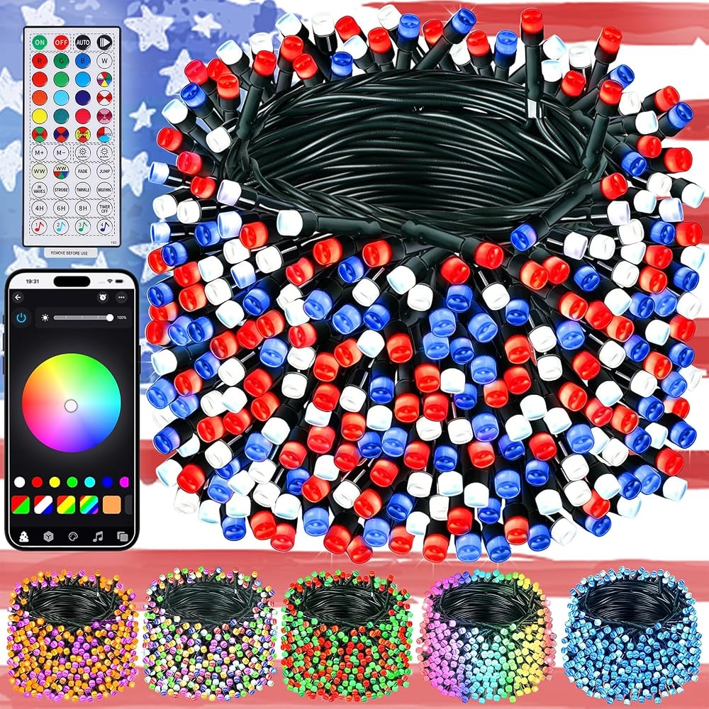 WATERGLIDE 300LED Smart Color Changing Halloween Lights with Remote & APP Controlled, 98.5ft RGB Fairy String Lights, Music Sync Multiple Modes, Waterproof Holiday Xmas Tree Home Indoor Outdoor Decor