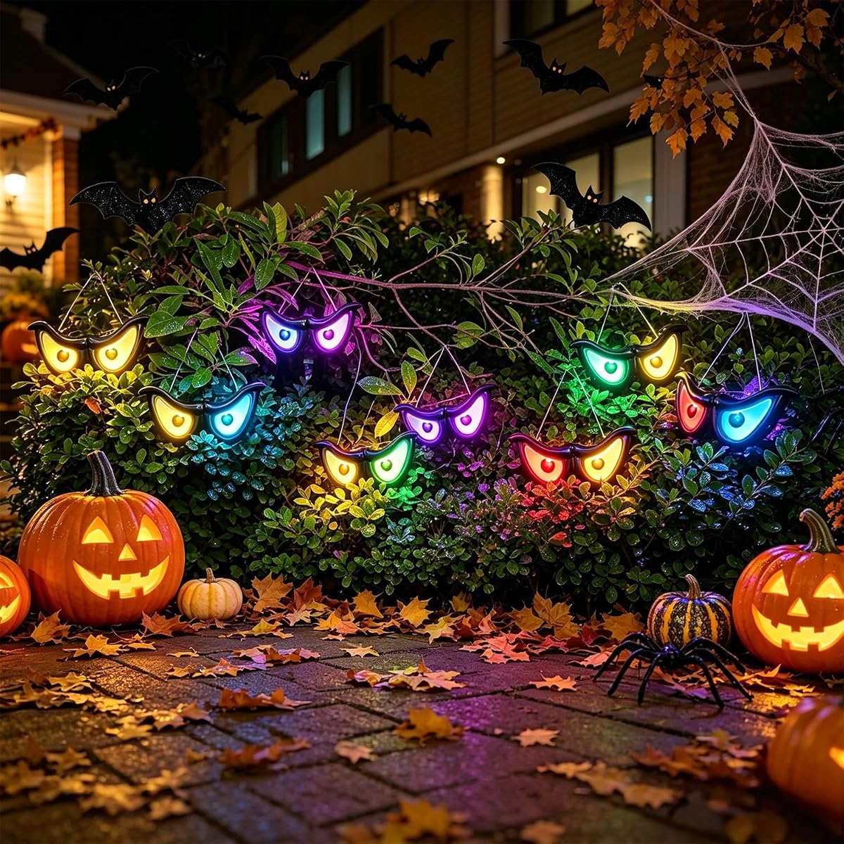 WATERGLIDE 2 Pack Halloween Flashing Spooky Eyes Lights, 5 Pairs Each Battery Operated Light Up Peeping Eyeball Auto Color Changing, Outdoor Halloween Decoration Yard Lawn Graveyard Scenes and Party - imagem de detalhe 5