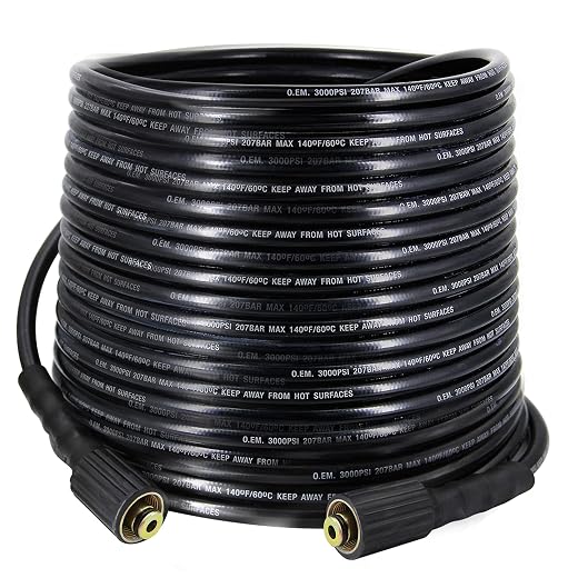 Biswing 1/4 Inch 50 FT High Pressure Washer Hose Kink Resistant Replacement With M22-14mm Brass Thread, Upgrade Heavy Duty & Wear Resistance Hose, 3000 PSI