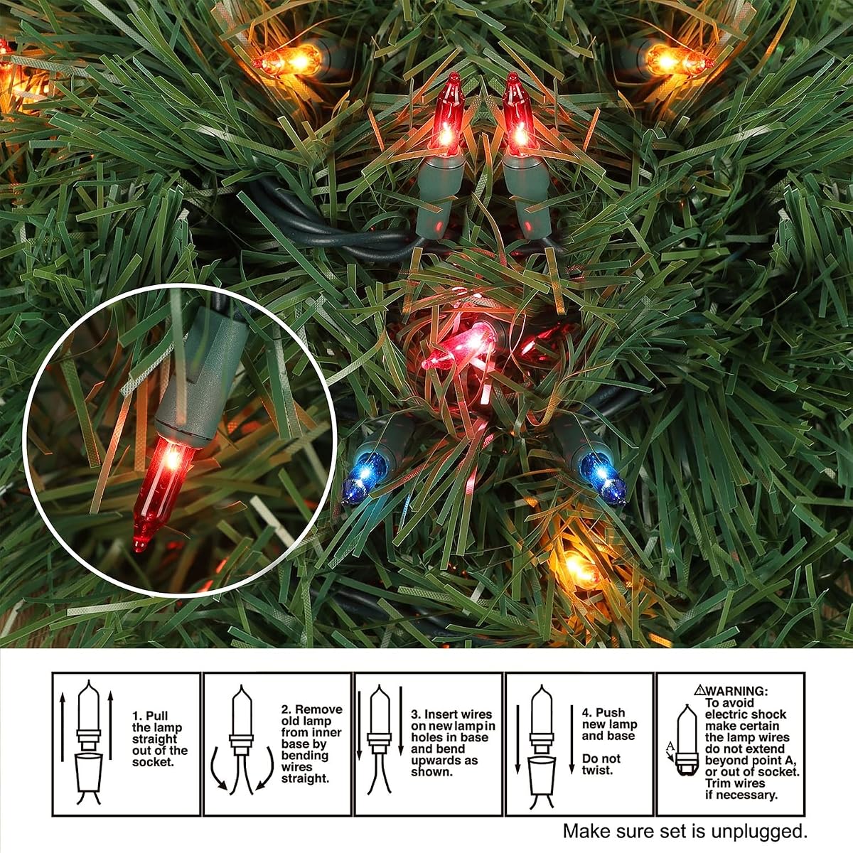 Biswing 15 FT Pre-lit Christmas Green Garland, Lighted Artificial Pine Garlands with 35 Count Multicolor Lights, Connectable & Light Up for Indoor Outdoor Gate Home Winter Holiday New Year Decor - imagen de detalle 6