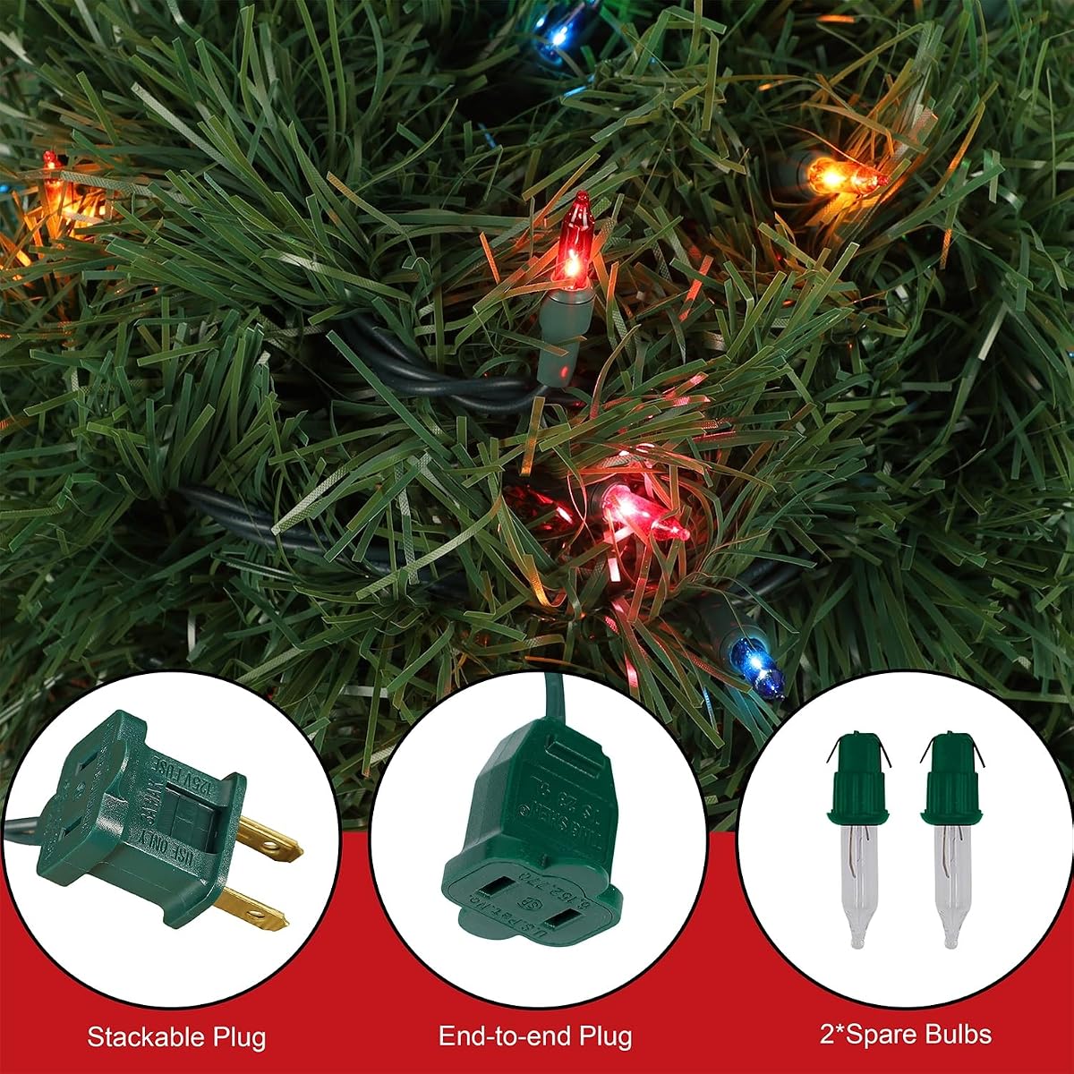 Biswing 15 FT Pre-lit Christmas Green Garland, Lighted Artificial Pine Garlands with 35 Count Multicolor Lights, Connectable & Light Up for Indoor Outdoor Gate Home Winter Holiday New Year Decor - imagen de detalle 1