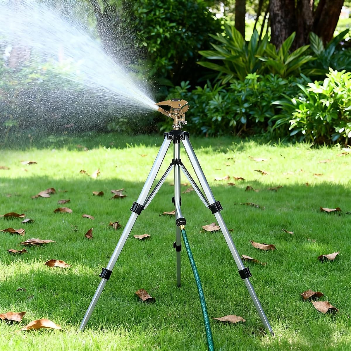 Biswing Large Impact Sprinkler Head on Tripod Base, Adjustable Zinc Alloy Lawn Sprinklers for Yard Lawn Garden, 3/4" NH Connector, 360 Degree Large Area Coverage Irrigator with Extension Legs, 2 Pack - detail image 2