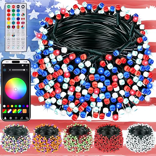 WATERGLIDE 200LED Smart Color Changing Halloween Lights with Remote & APP Controlled, 66ft RGB Fairy String Lights, Music Sync Multiple Modes, Waterproof Holiday Xmas Tree Home Indoor Outdoor Decor