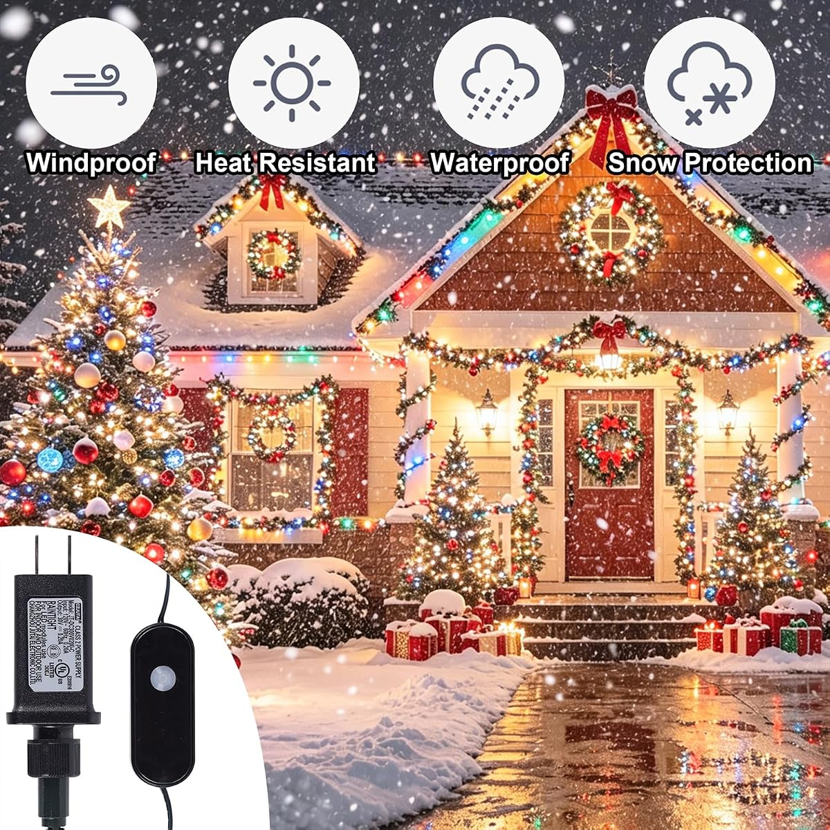 WATERGLIDE 200LED Smart Color Changing Halloween Lights with Remote & APP Controlled, 66ft RGB Fairy String Lights, Music Sync Multiple Modes, Waterproof Holiday Xmas Tree Home Indoor Outdoor Decor - imagen de detalle 4