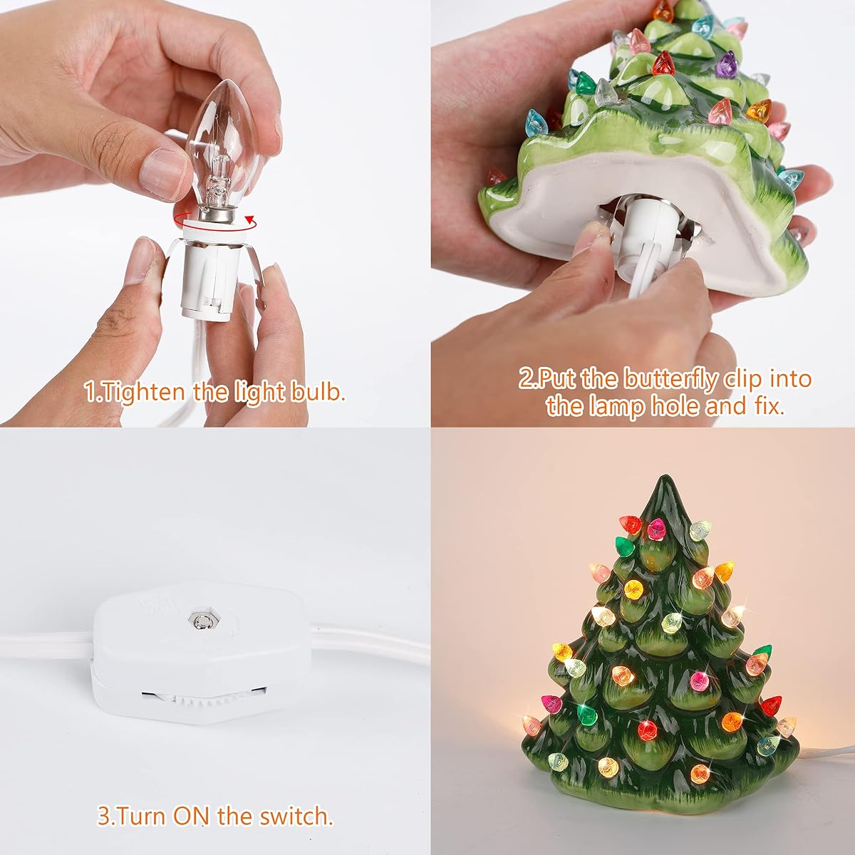 WATERGLIDE 2 Pack Accessory Cord with Clear Bulb, 6 FT UL Listed Replacement Lamp Cord with ON/Off Switch, Perfect for Christmas Village House, Craft Projects, Halloween Holiday Decoration - imagen de detalle 5