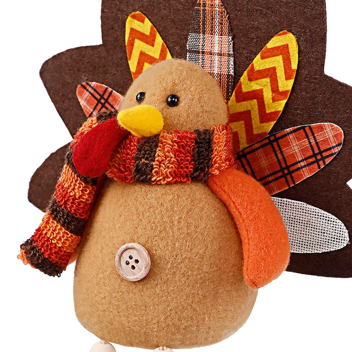 Biswing Thanksgiving Decoration Tabletop Standing Turkey Couple with Dangling Legs, 2 Pack Plush Stuffed Turkeys Shelf Sitters Figurine Gift for Autumn Fall Harvest Halloween Home Table Decorations - imagen de detalle 6