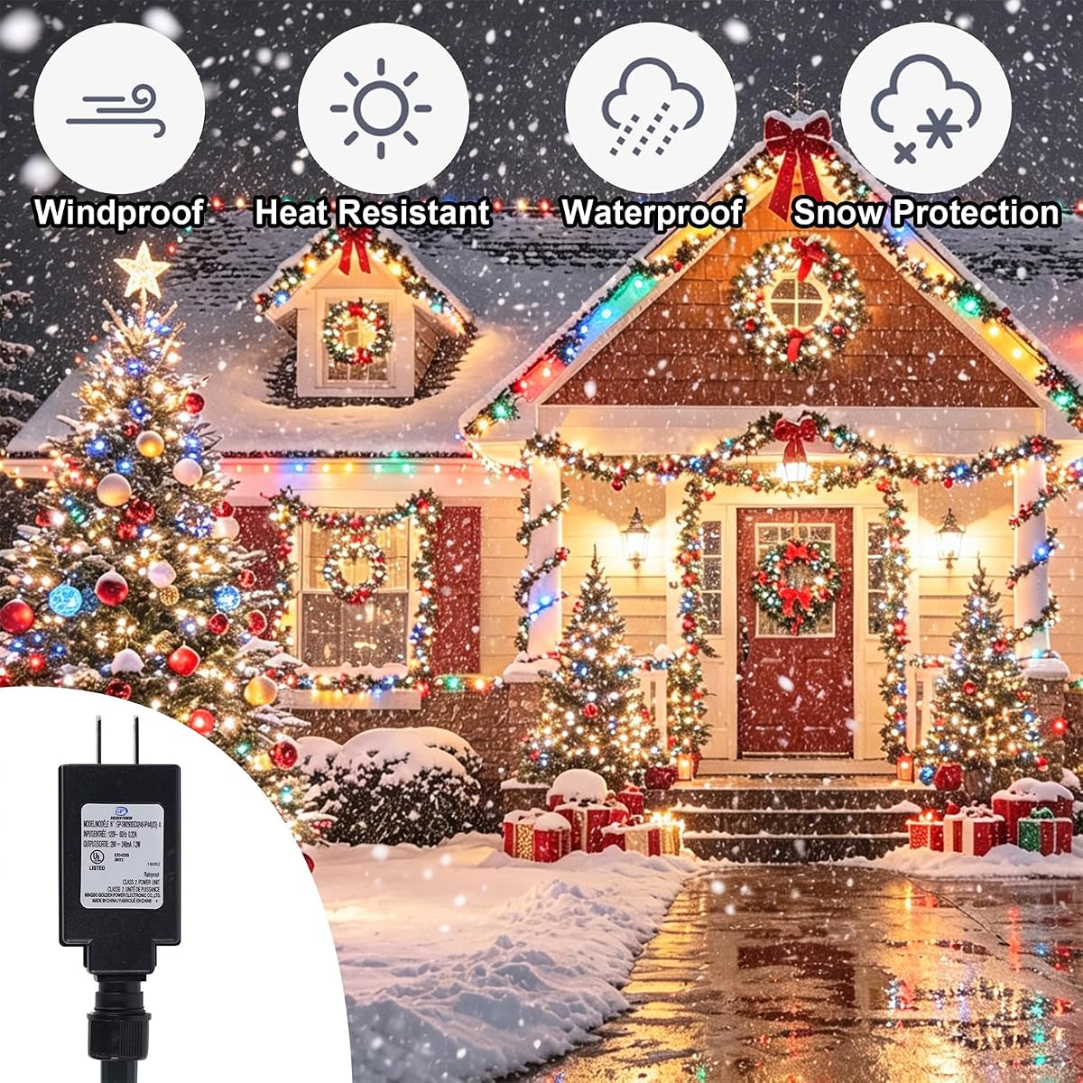WATERGLIDE 300LED Smart Color Changing Halloween Lights with Remote & APP Controlled, 98.5ft RGB Fairy String Lights, Music Sync Multiple Modes, Waterproof Holiday Xmas Tree Home Indoor Outdoor Decor - imagen de detalle 5