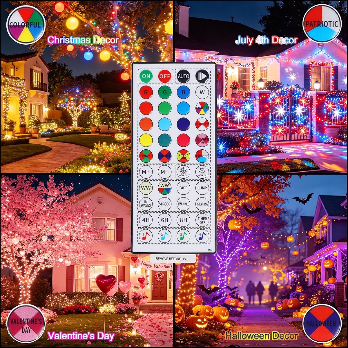 WATERGLIDE 300LED Smart Color Changing Halloween Lights with Remote & APP Controlled, 98.5ft RGB Fairy String Lights, Music Sync Multiple Modes, Waterproof Holiday Xmas Tree Home Indoor Outdoor Decor - imagen de detalle 1