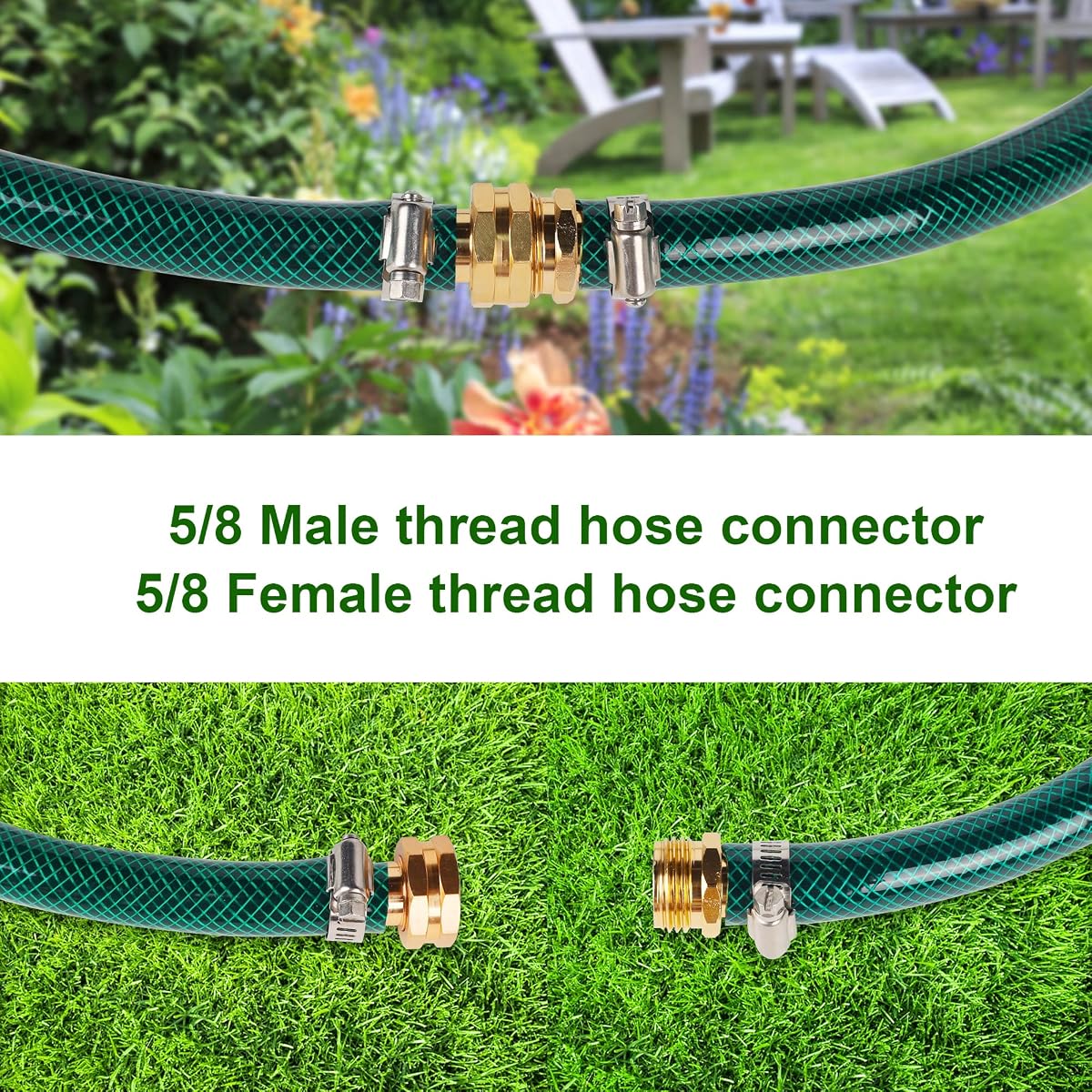 Biswing Garden Hose Repair Connector with Stainless Steel Clamps, 5/8" Barb x 3/4" GHT Thread Aluminum Water Hose Pipe Repair Kit, Female and Male Hose Connectors, 4 Pack - detail image 6