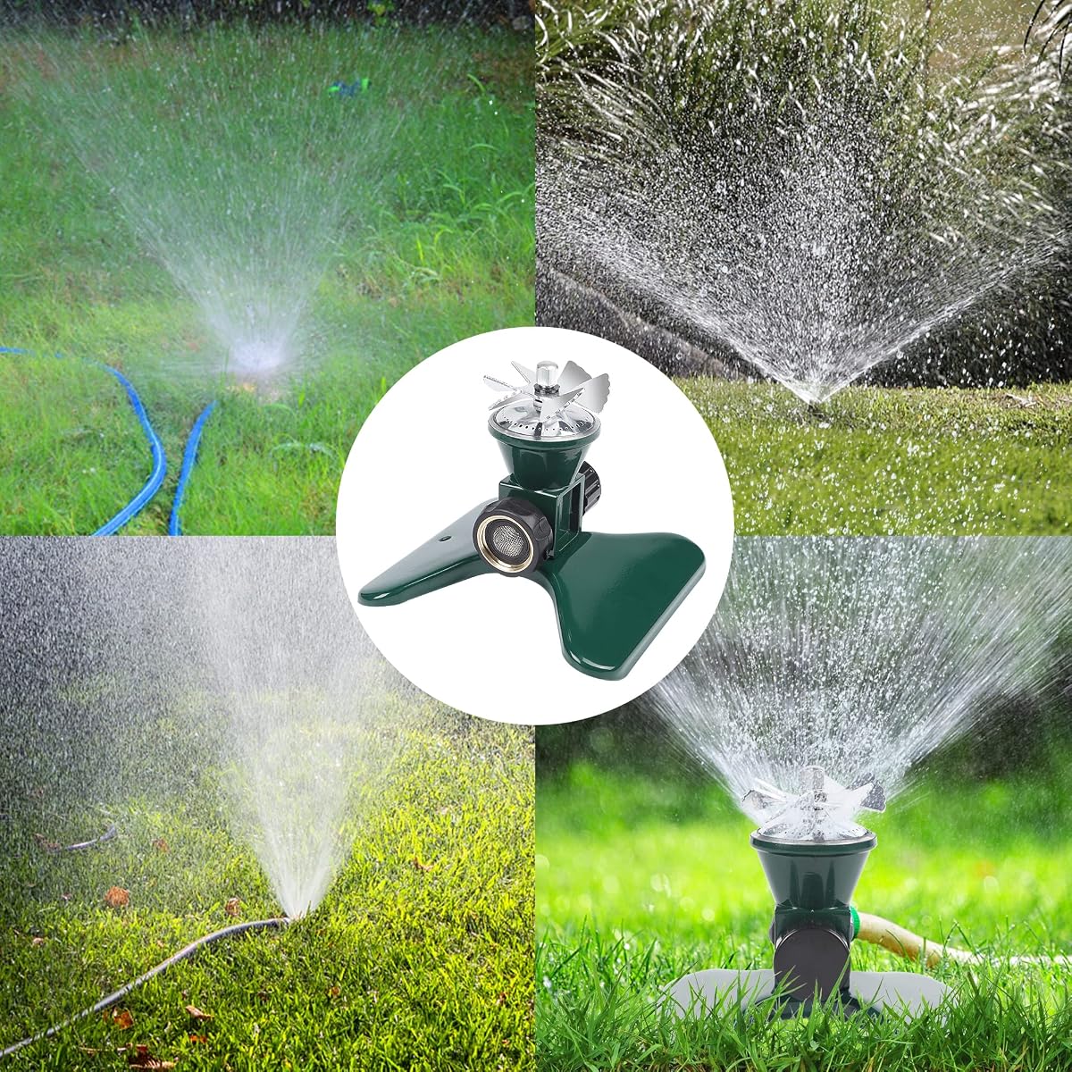 Biswing 2 Pack Lawn Sprinkler, Heavy Duty Metal Square Garden Sprinkler, 360 Degree Large Area Irrigation, Connectable Rotating Automatic Water Sprinklers for Yard Lawn Garden Watering - detail image 5